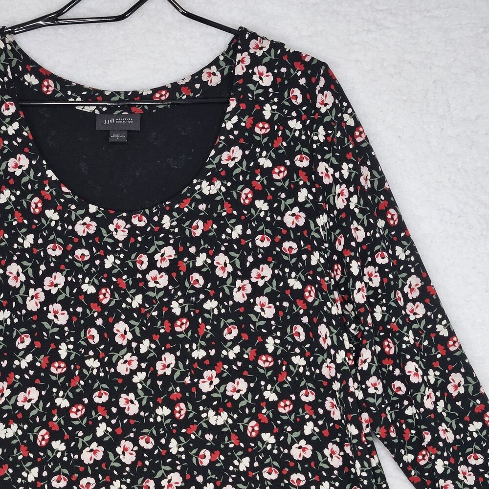 J. Jill Wearever Collection 3/4 Sleeve Romantic Floral Stretchy Tunic Women's LG - Picture 5 of 14